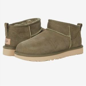 New in Box- Ugg Classic Ultra Mini Ankle Boots Burnt Olive Size 8